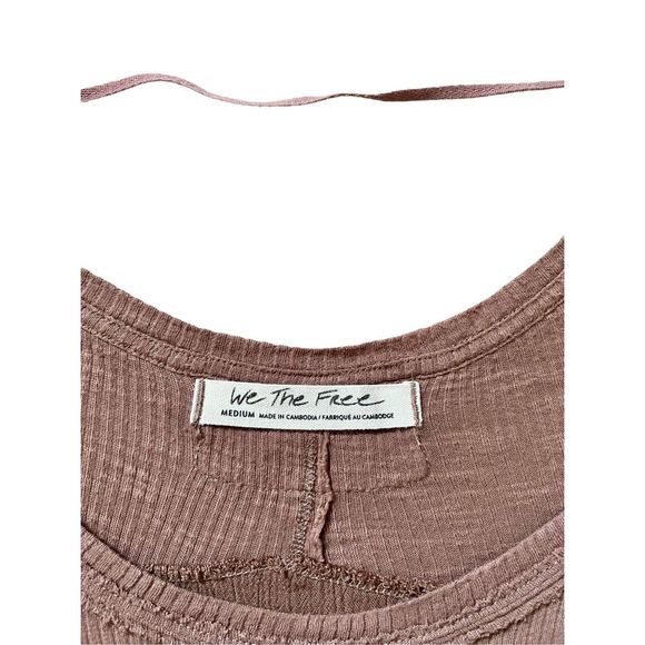 Free People We the Free Special Tee Medium Choco Latte Thermal Boho Oversized - Picture 5 of 13
